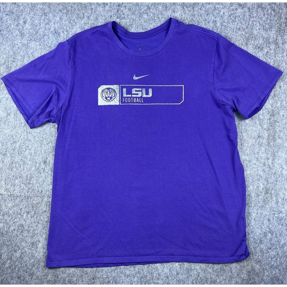 Nike Men's LSU Tigers T-Shirt Center Swoosh Purple NCAA Football Size XL